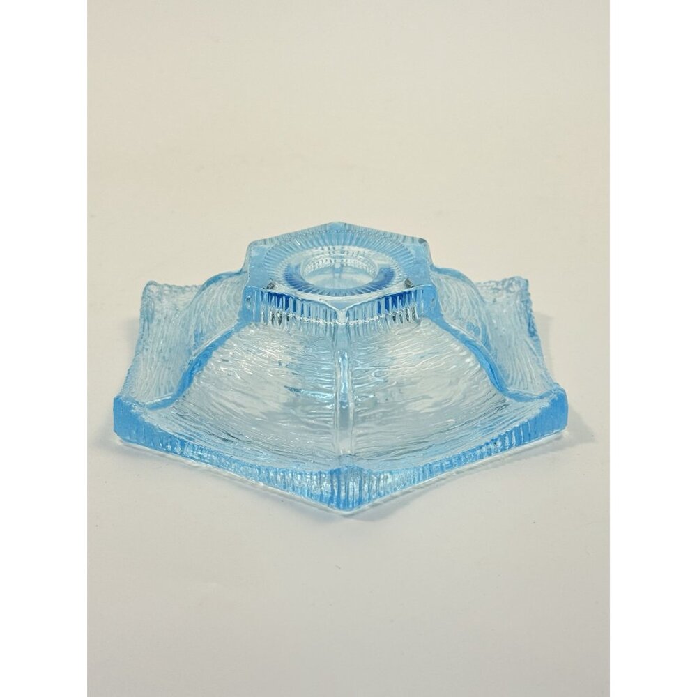 Taper Candle Holder LE Smith Pagoda Light Ice Blue Textured Glass Candleholder - Picture 12 of 16